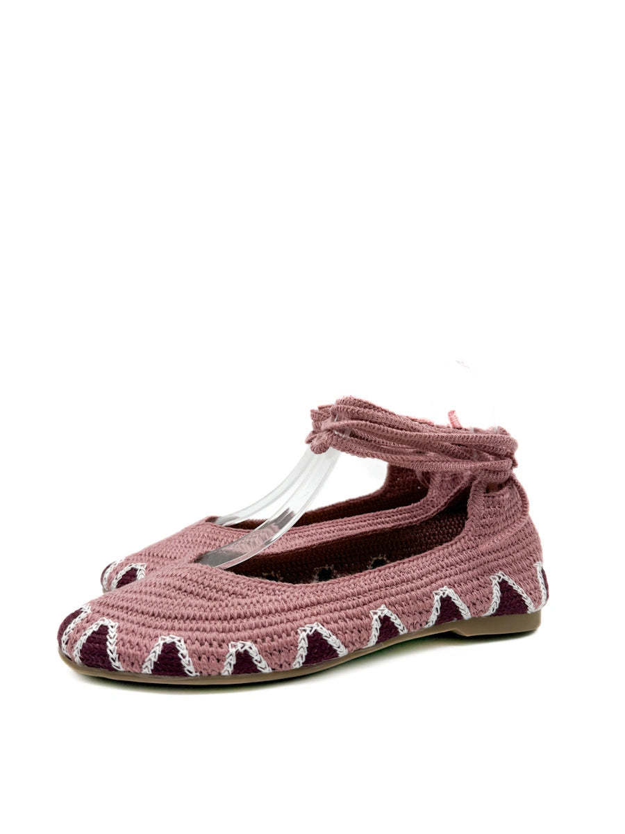 Bailarinas Artesanales de Crochet con Cintas para Tobillo y Diseño Étnico