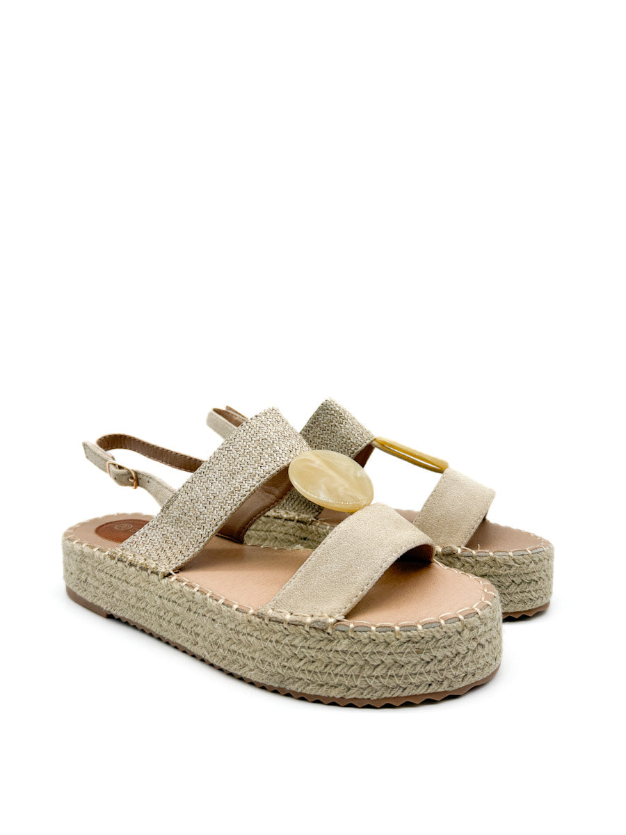Sandalias Plataforma de Yute con Detalle Decorativo