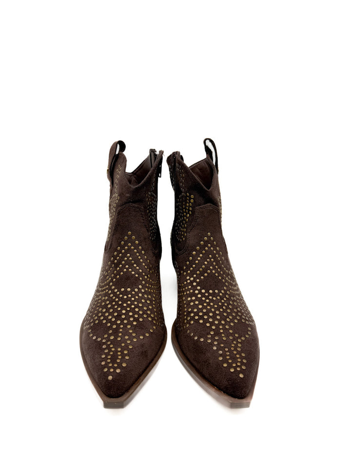 Botín cowboy de Antelina con Remaches Dorados y Tacón Cuadrado