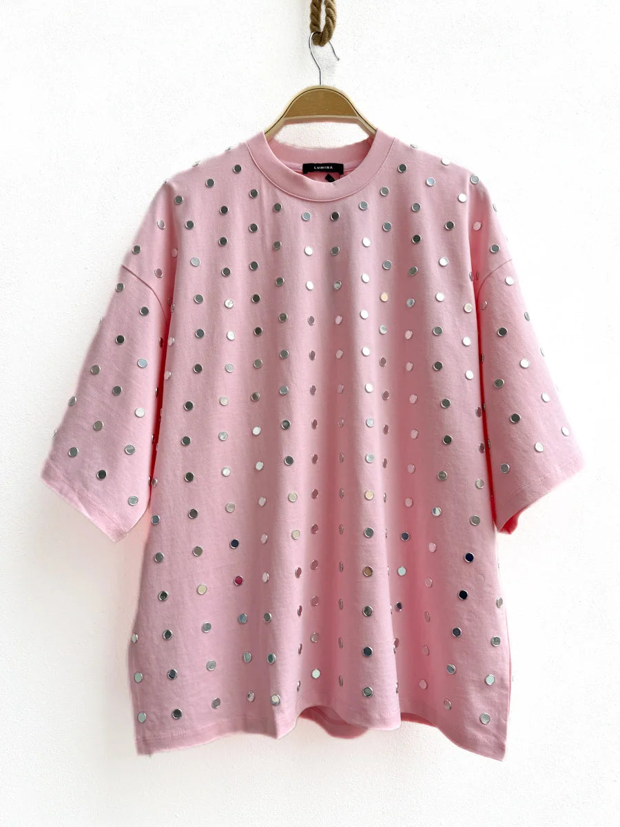 Camiseta Oversize con Apliques Metálicos