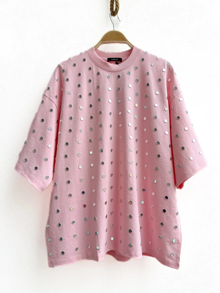 Camiseta Oversize con Apliques Metálicos