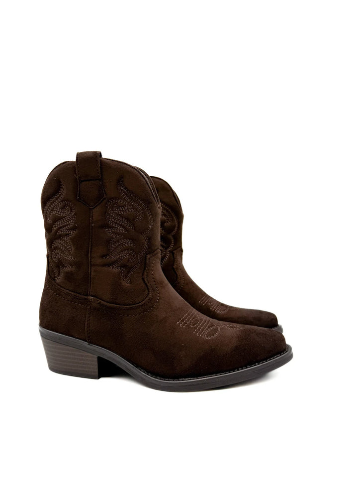 Botines Camperos de Ante con Bordados Etnicos y Cremallera