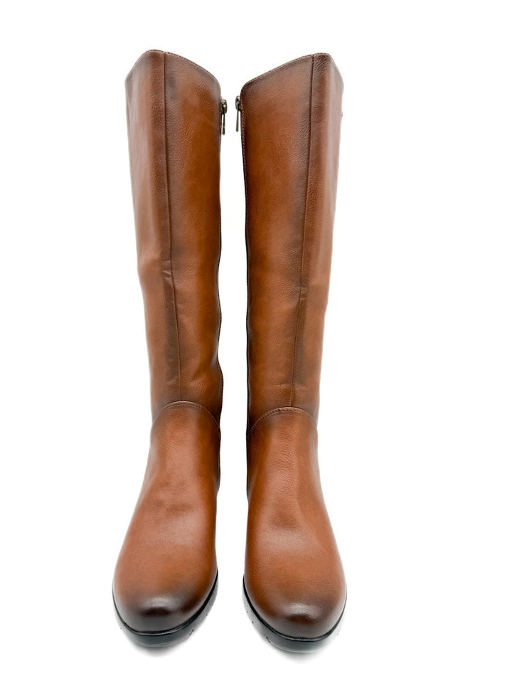 Botas Altas de Caña Recta con Tacón Cuadrado y Cremallera