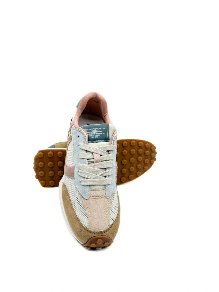 Corina Zapatillas Deportivas Retro con Paneles de Antelina y Malla