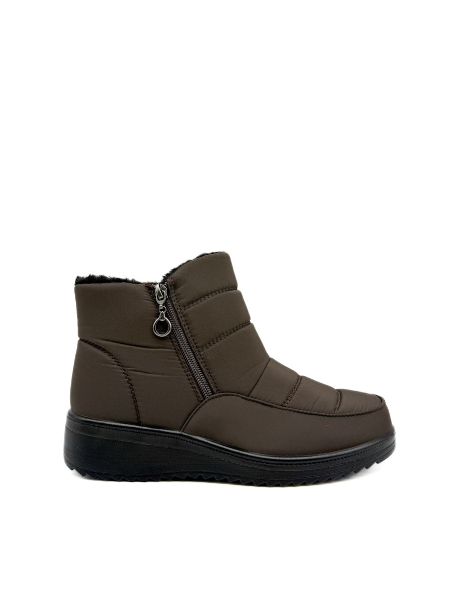 Botines de Nieve Impermeables con Doble Cremallera Marrón