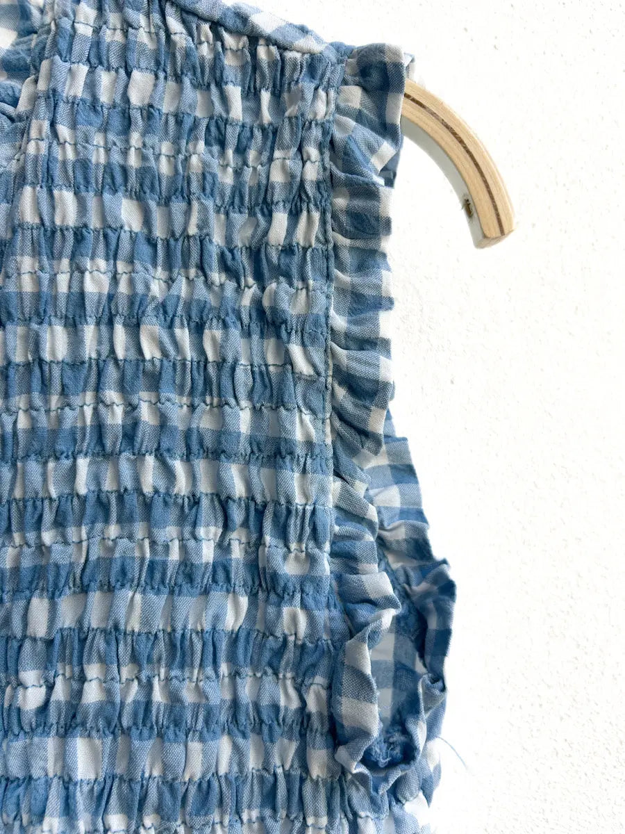 Top Fruncido de Cuadros con Lazo