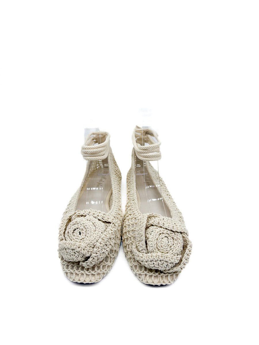 Bailarina Color Beige de Crochet Empeine Flor