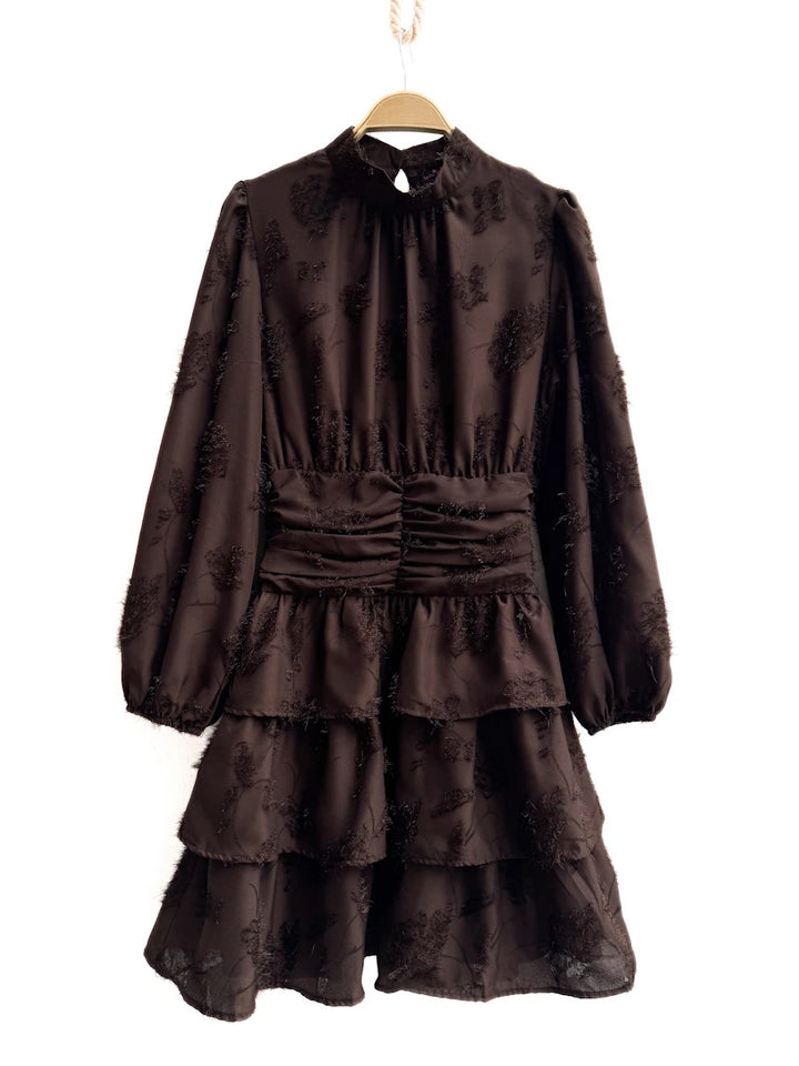 Vestidos Elegante de Manga Larga con Volantes y Estampado Floral