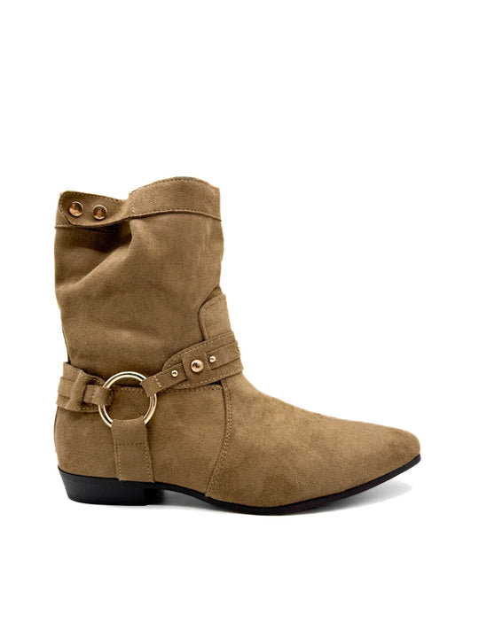 Botines Camperos de Ante con Arandela Metálica y Tachuelas