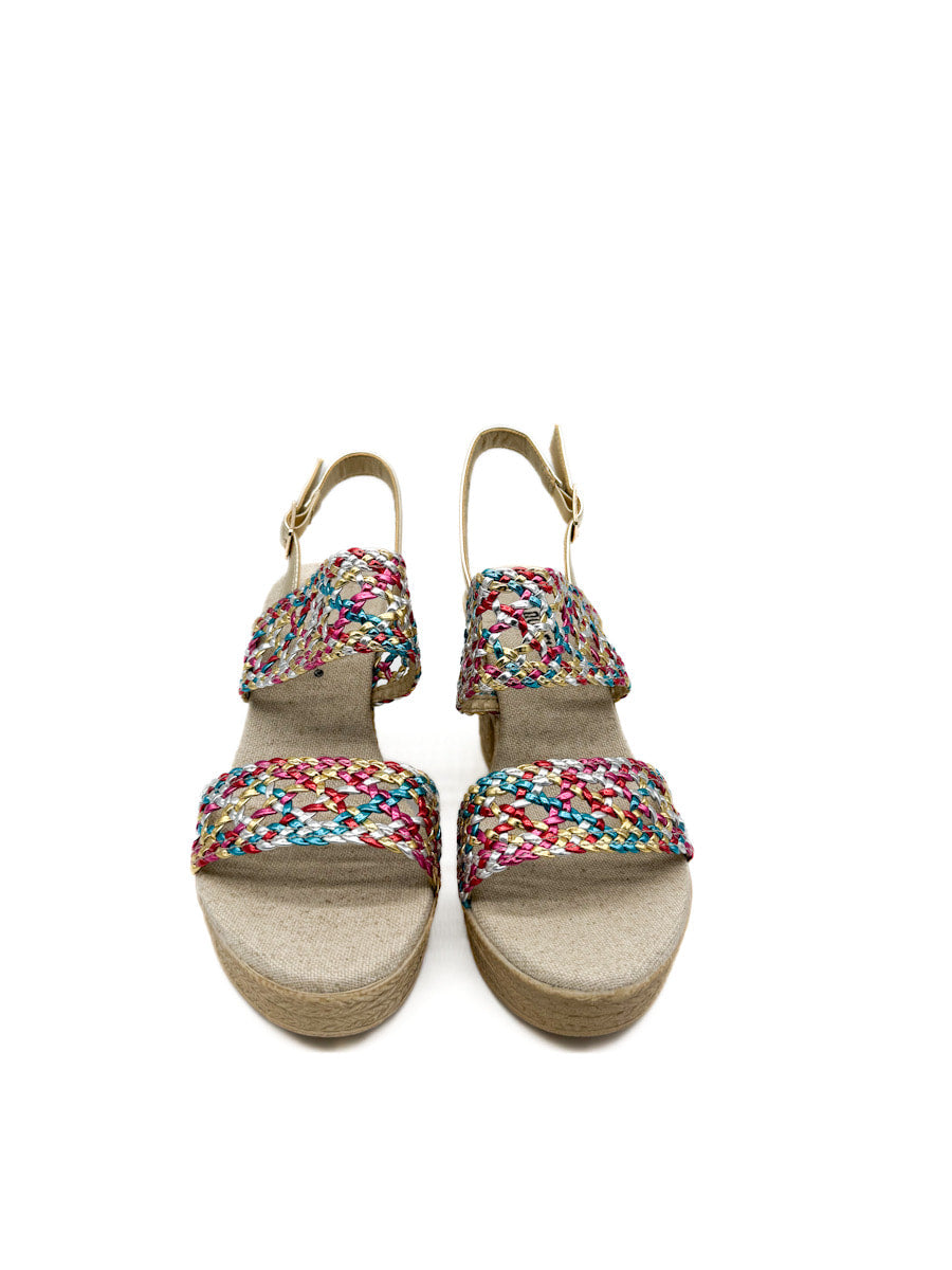 Sandalias de Tacón con Tejido Trenzado  Estilo Artesanal