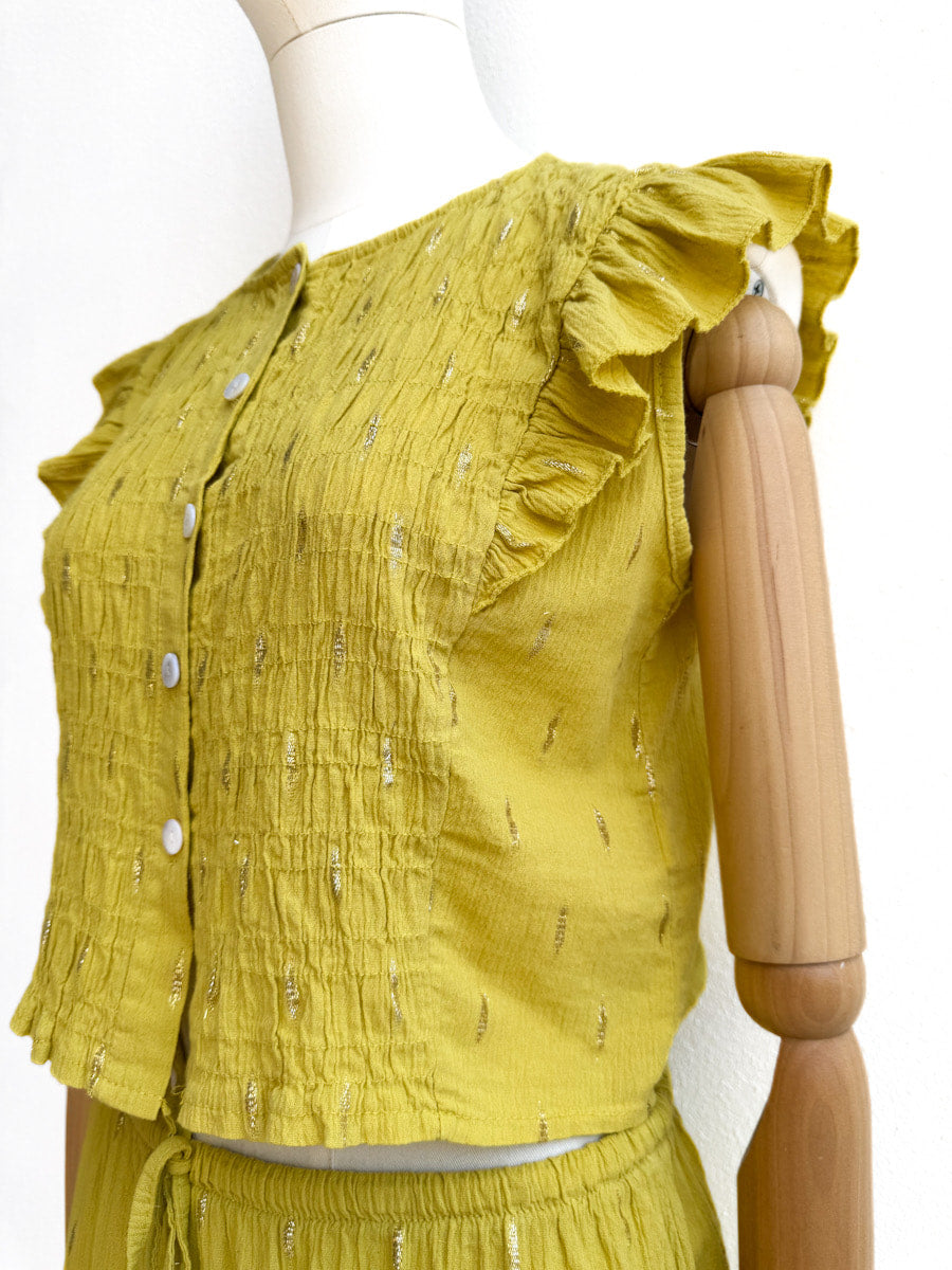 Conjunto de Blusa y Falda en Algodón Texturizado