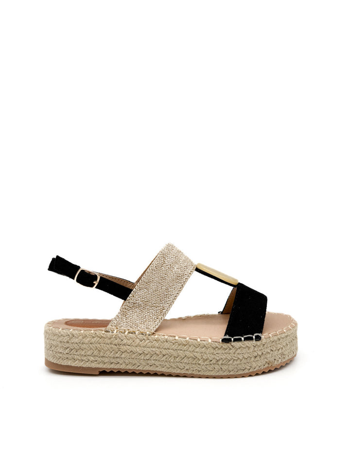 Sandalias Plataforma de Yute con Detalle Decorativo