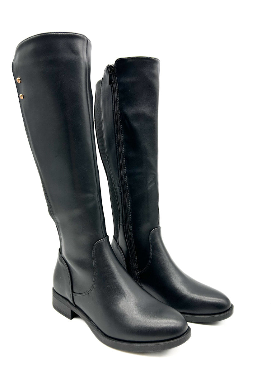 Bota Alta Plana Color Negra de Mujer H0208