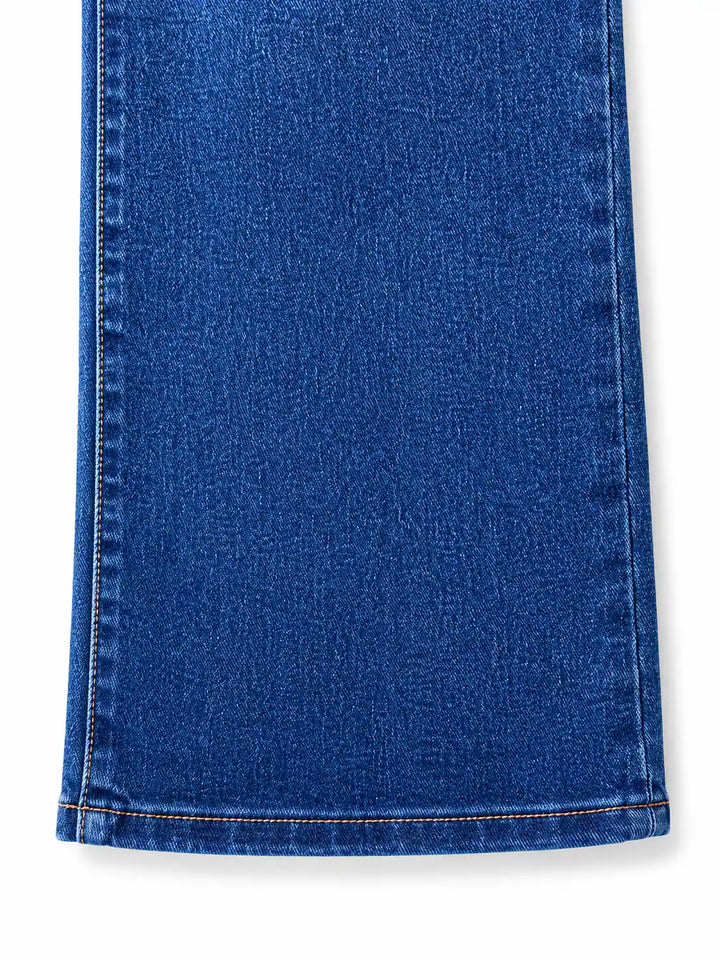Jeans Recto de Mezclilla con Pedrería Decorativa | Tiro Medio
