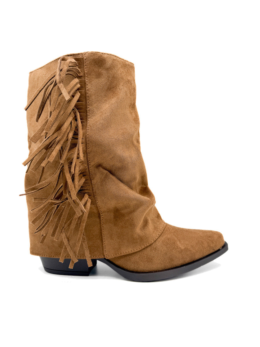 Botines Estilo de Cowboy Detalles Flecos