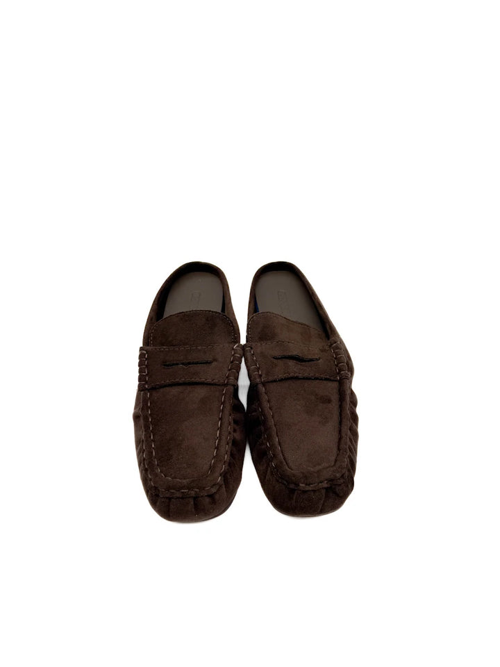 Mules Planos de Antelina Estilo Loafer