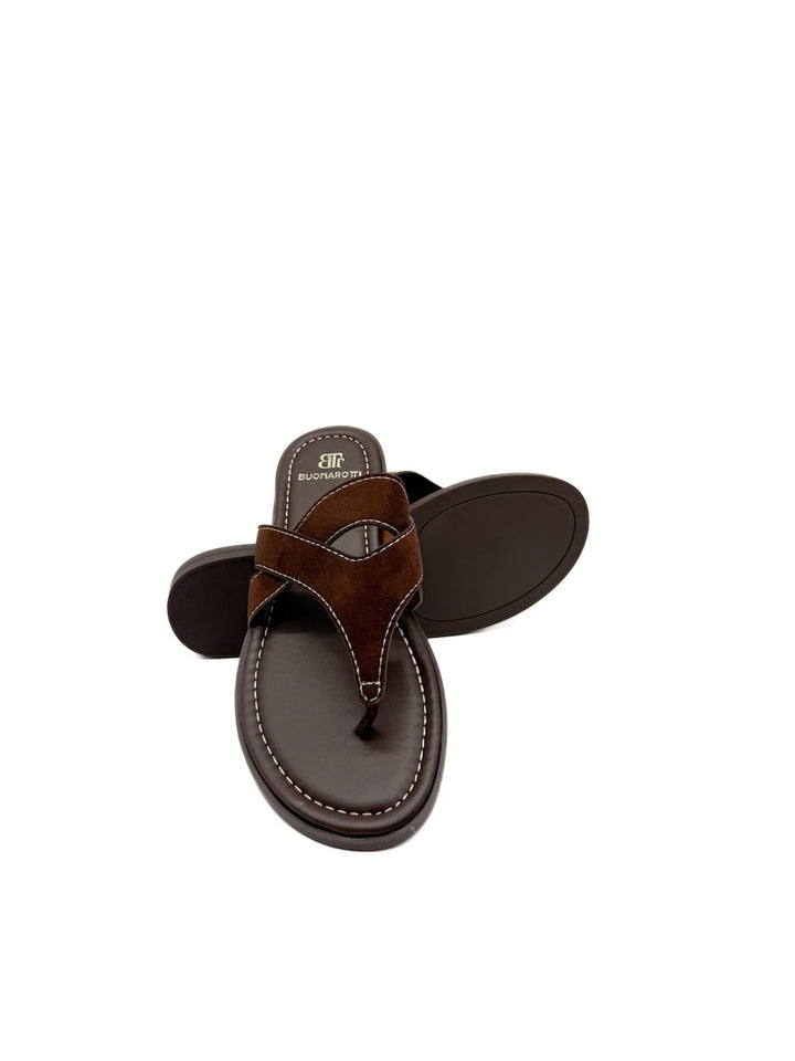 Sandalias Casuales de Dedo con Tiras de Ante - Mujer