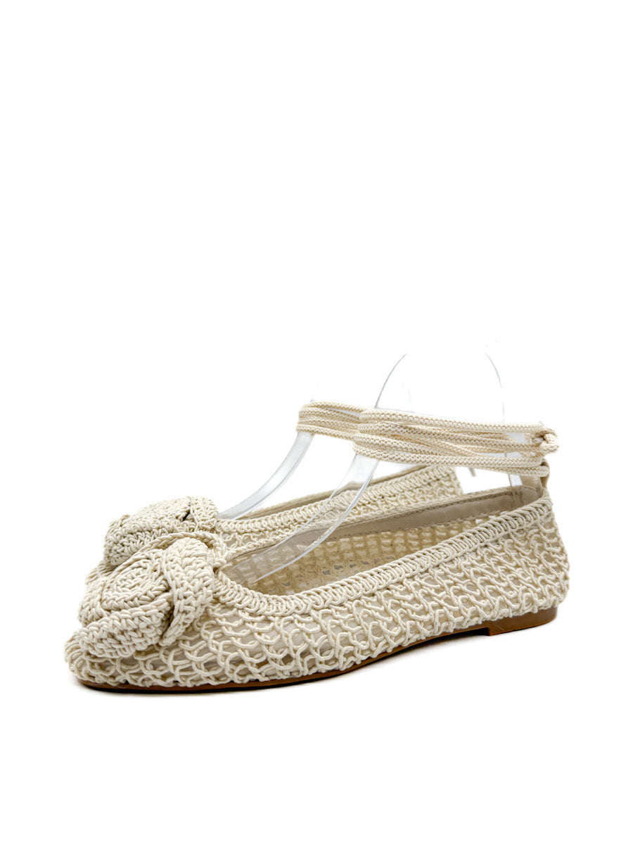 Bailarina Color Beige de Crochet Empeine Flor