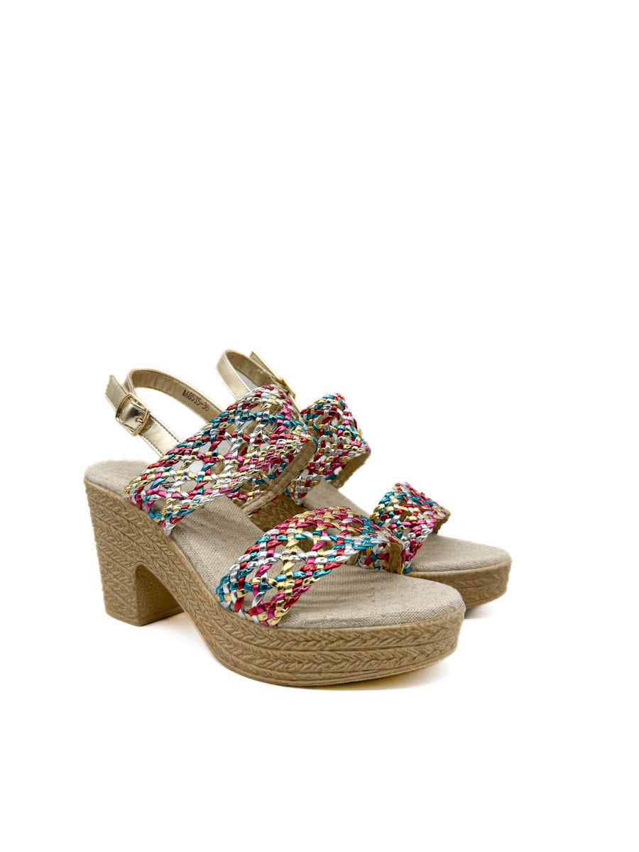Sandalias de Tacón con Tejido Trenzado  Estilo Artesanal