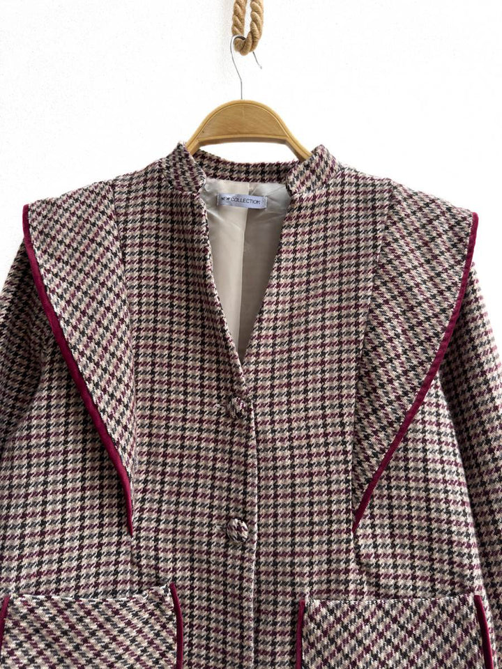 Chaqueta Cuadro Príncipe de Gales con Detalle en Contraste