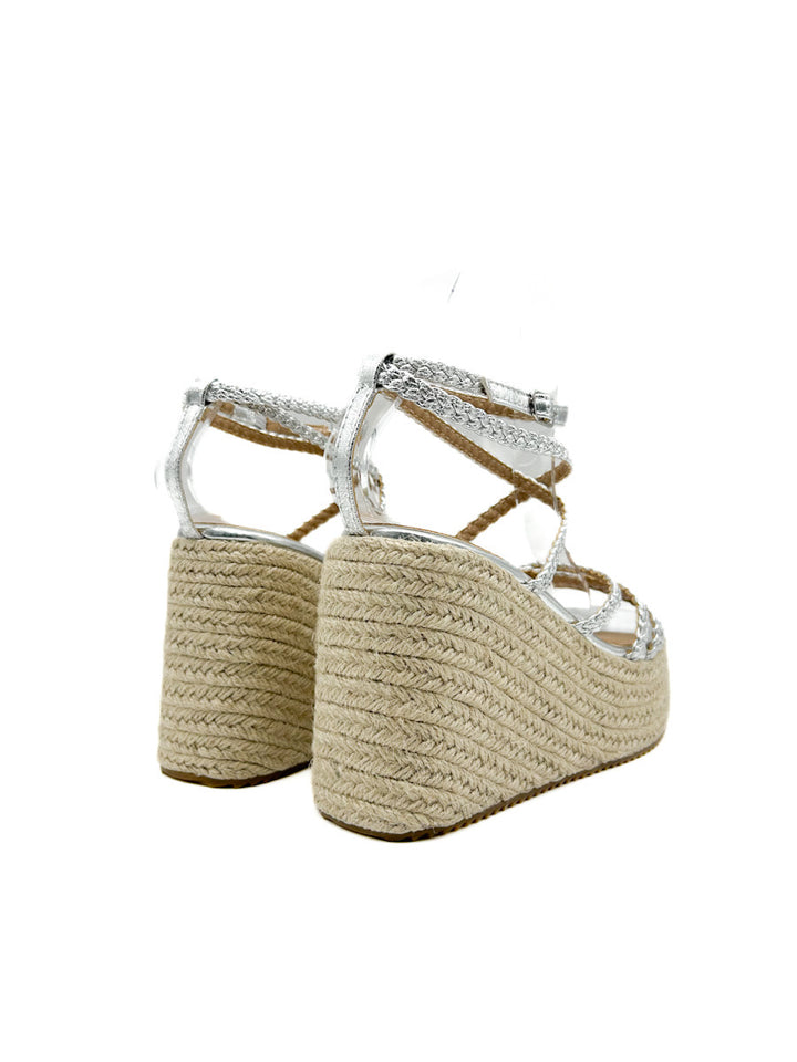 Sandalias de cuña con plataforma  tiras trenzado
