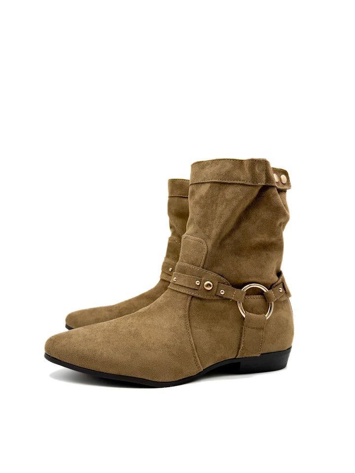 Botines Camperos de Ante con Arandela Metálica y Tachuelas