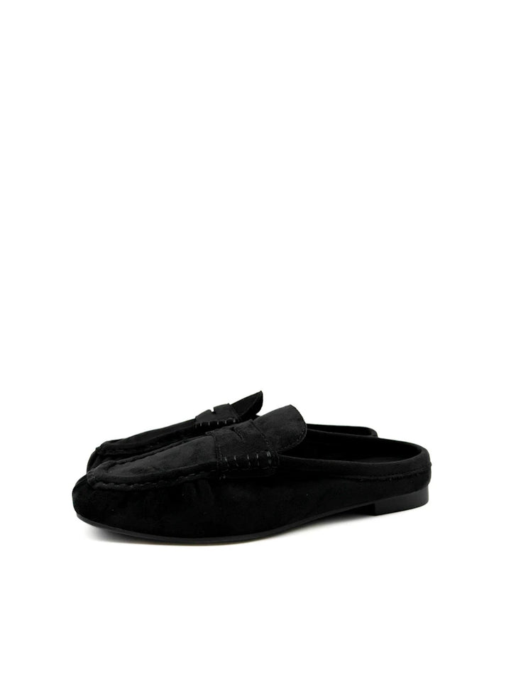 Mules Planos de Antelina Estilo Loafer