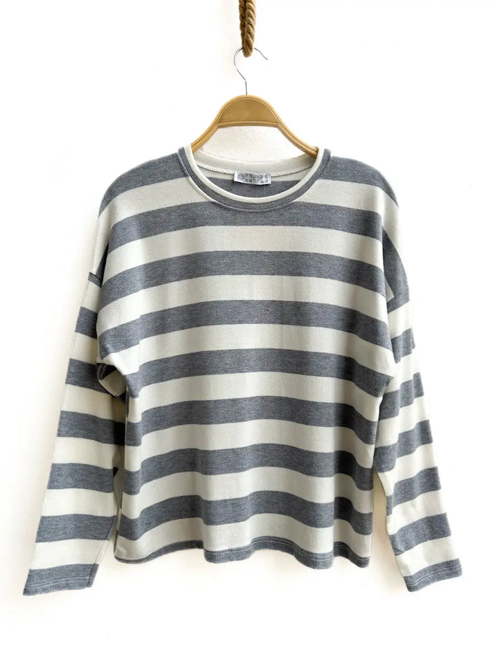 Camiseta Rayas Mujer Gris Única