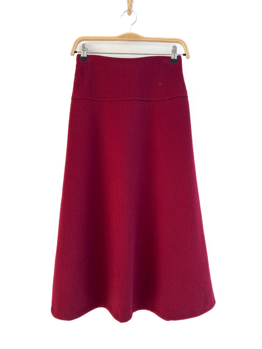 Falda Midi de Tejido Acanalado Rojo Oscuro única