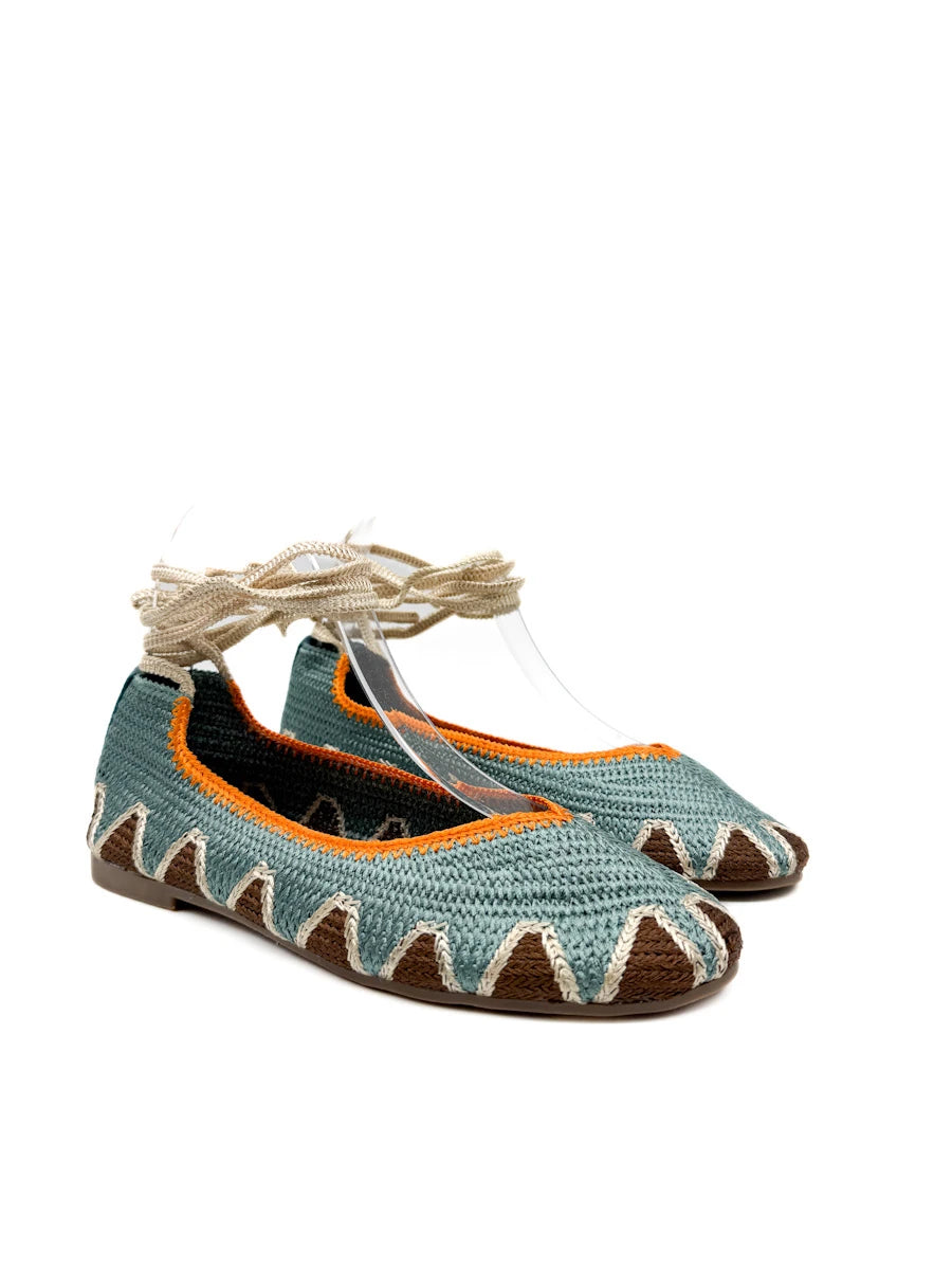 Bailarinas de Crochet con Cintas para Tobillo