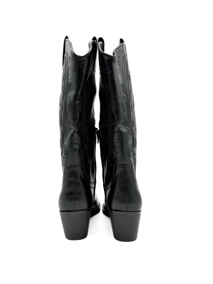 Botas Camperas Cowboy Bordadas de Caña Alta con Tacón Ancho