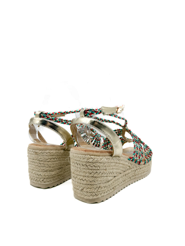 Sandalias de Cuña con Tiras Trenzadas y Plataforma de Yute
