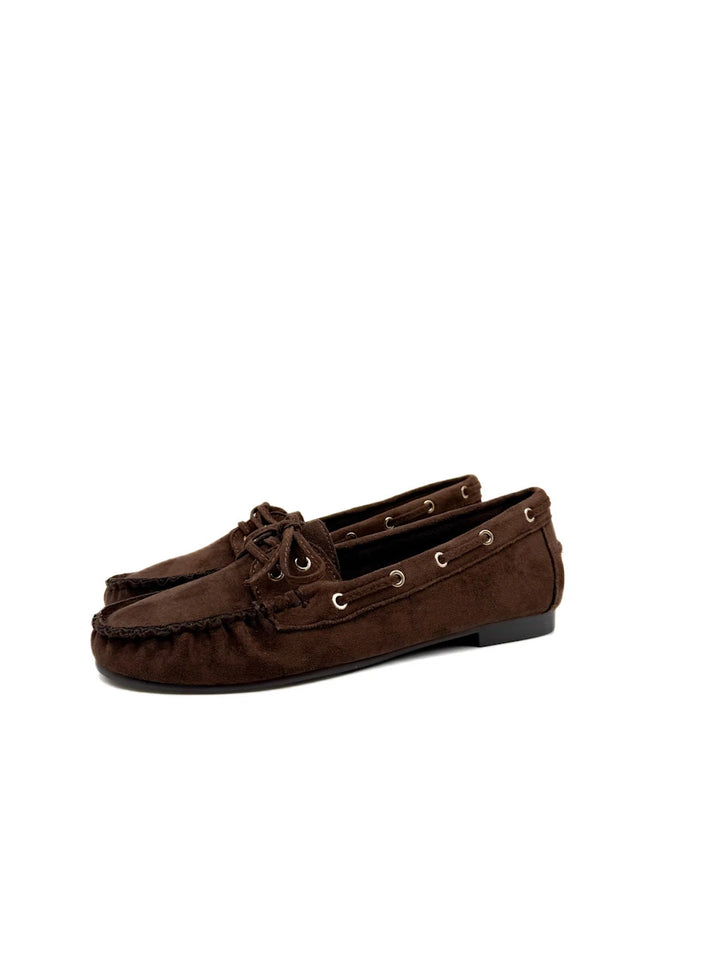 Mocasines Náuticos de Antelina para Mujer - Marrón Chocolate