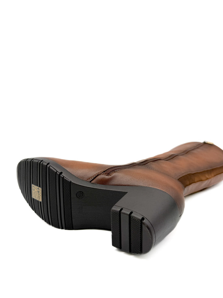 Botas Altas de Caña Recta con Tacón Cuadrado y Cremallera