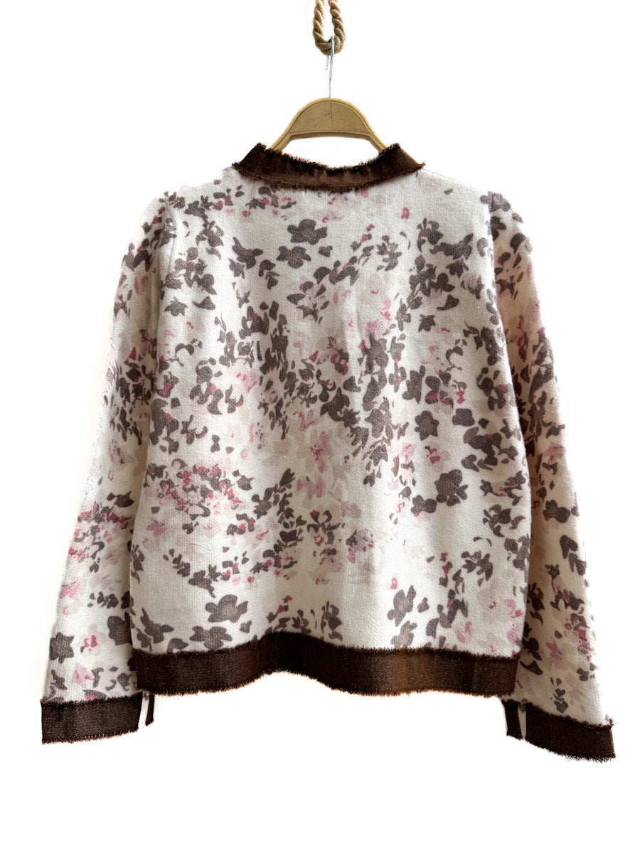 Chaqueta de Estilo Clásico con Estampado Floral , Detalles Botones Dorados.