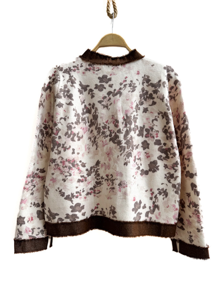 Chaqueta de Estilo Clásico con Estampado Floral , Detalles Botones Dorados.