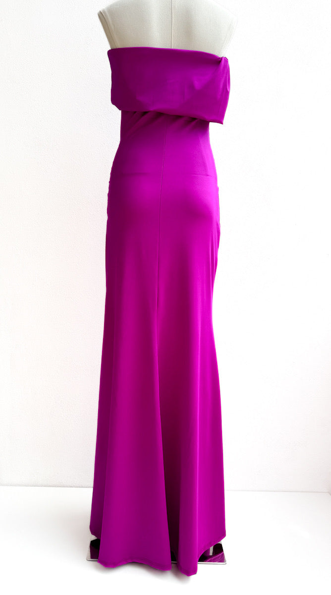 Vestido Largo con Drapeado y Abertura Lateral