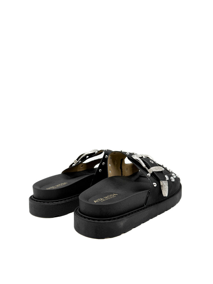 Sandalia Negra con Tacha para Mujer