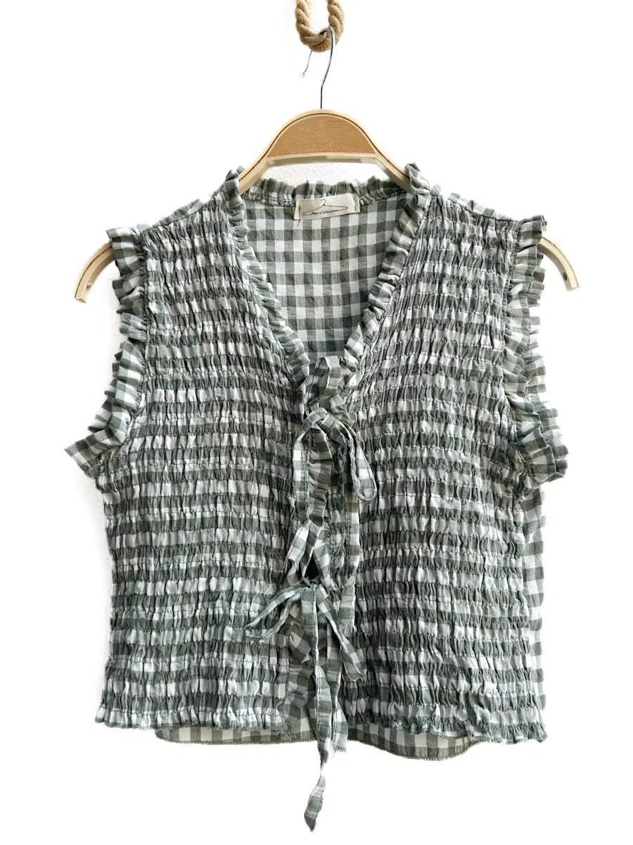 Top Fruncido de Cuadros con Lazo