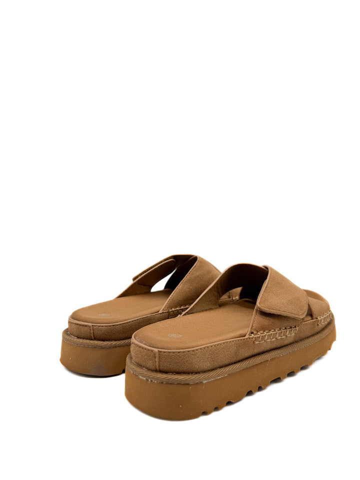 Sandalias de Antelina Tiras Cruzadas con  Velcro