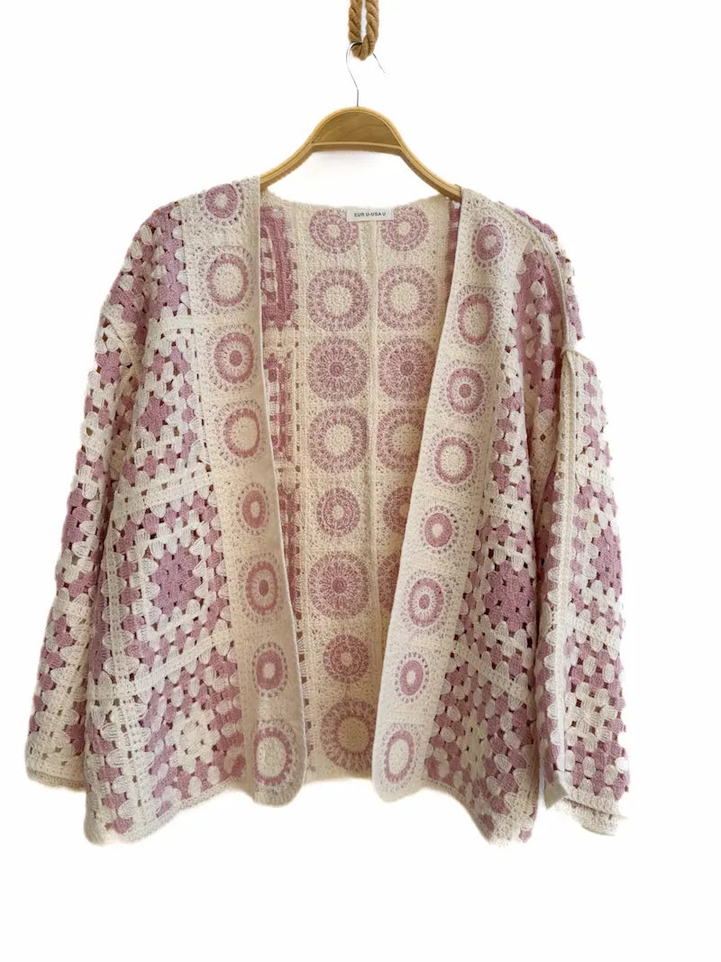 Cardigan Crochet Vintage Mujer – Estilo Boho
