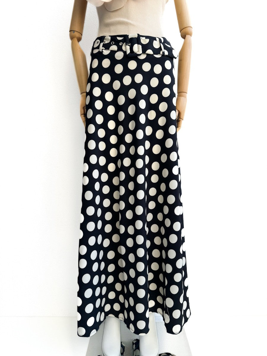 Falda Larga de Lunares Negro