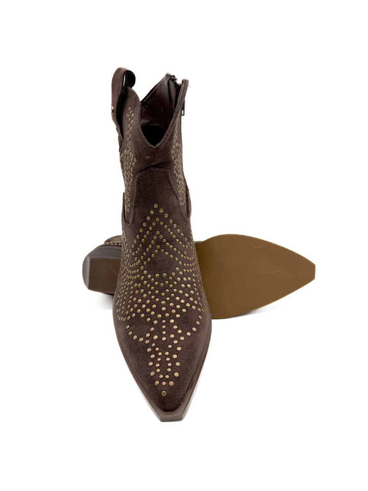 Botín cowboy de Antelina con Remaches Dorados y Tacón Cuadrado