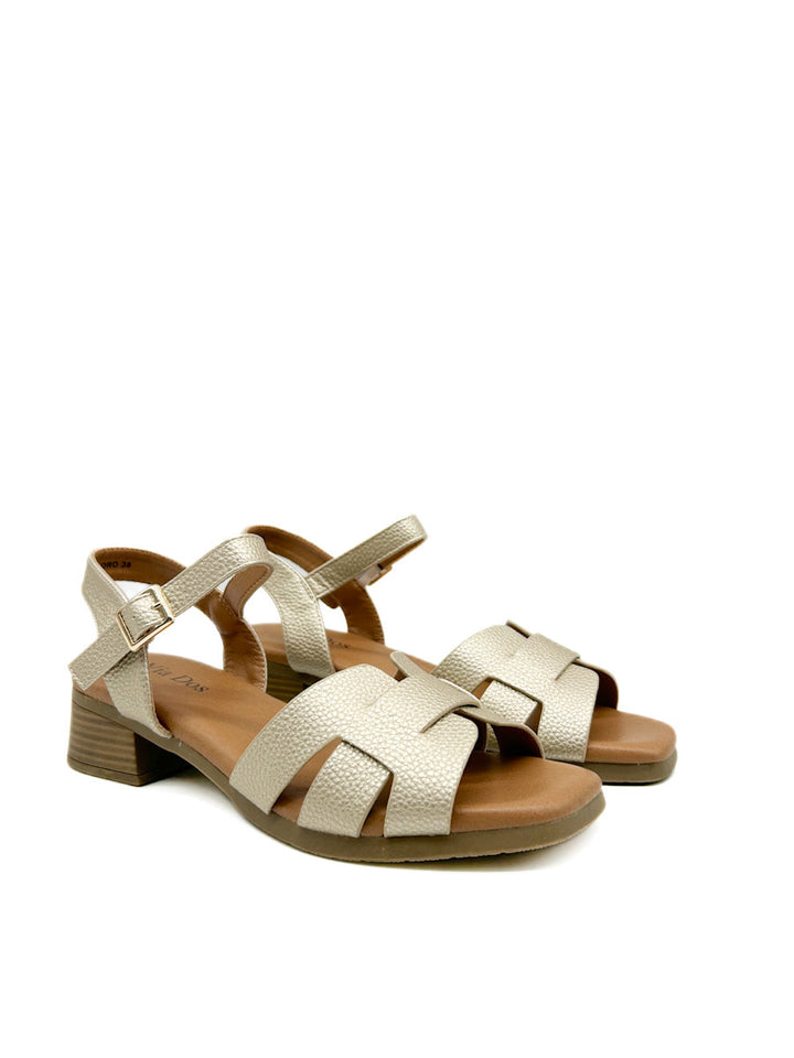 Sandalias de tacón bajo tiras entrelazadas
