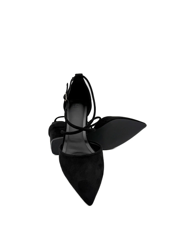Zapatos de Salón con Tacón Ancho, Punta Afilada y Tiras Cruzadas