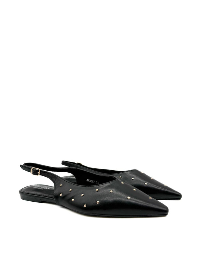 Zapatos Planos Destalonados de Puntera Fina con Tachuelas