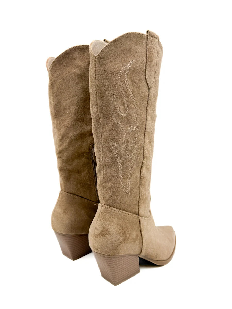 Botas Cowboy Diseño Bordados Tacón Ancho