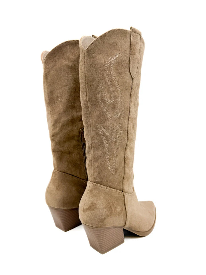 Botas Cowboy Diseño Bordados Tacón Ancho