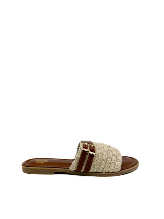 Sandalias de Esparto con Hebillas para el Verano Beige