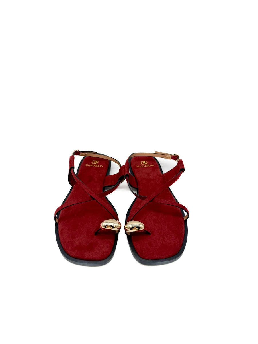 Sandalias Planas de Dedo para Mujer con Tiras Cruzadas y Detalle Dorado